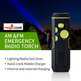 Magic Cook Emergency Crank Flashlight Radio with USB Charging in Out, Emergency Siren  EZ-SB-5032